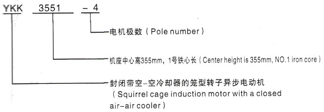 YKK系列(H355-1000)高压Y50010-4/1400KW三相异步电机西安泰富西玛电机型号说明